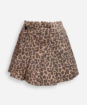 short saia plissada infantil animal print colorido