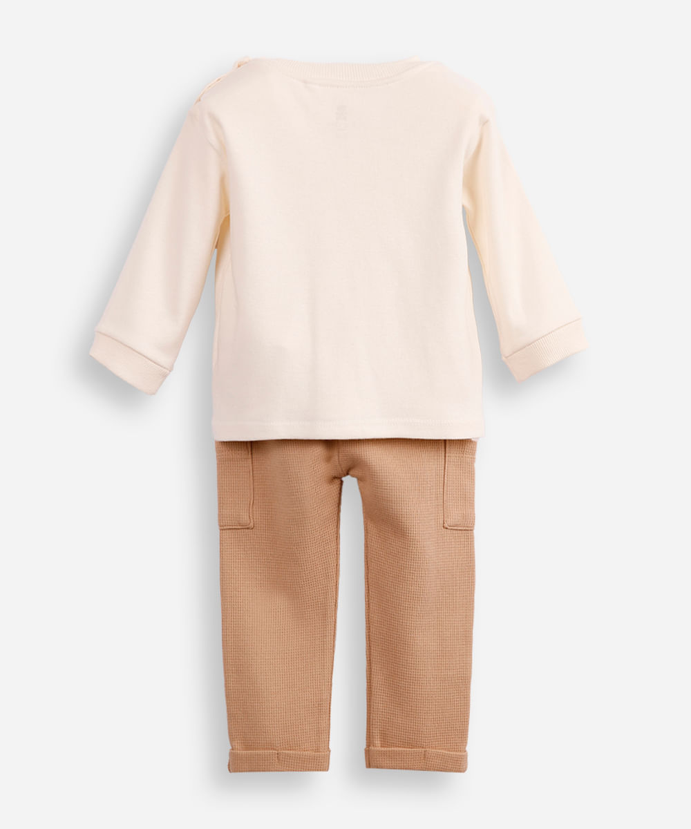 conjunto infantil longo carros bibi fom fom bege