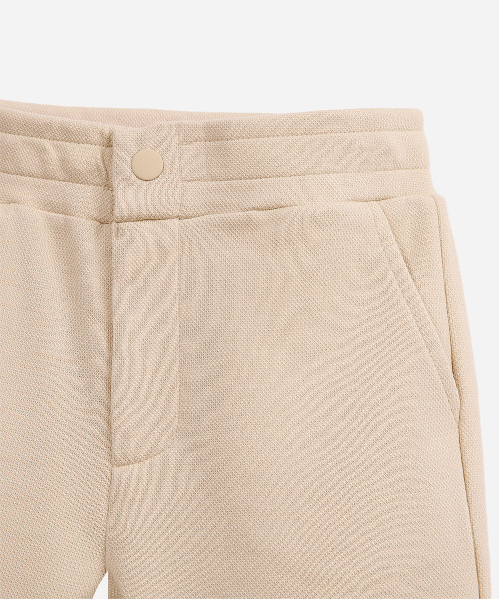 bermuda reta infantil de algodão piquet bege