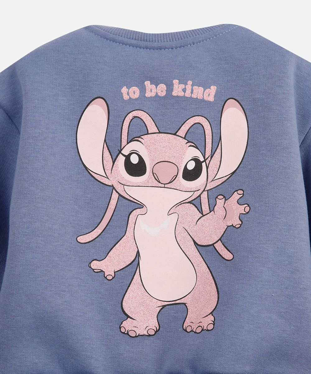 conjunto infantil longo de moletom stitch azul