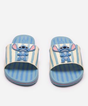 chinelo slide ipanema stitch listrado azul