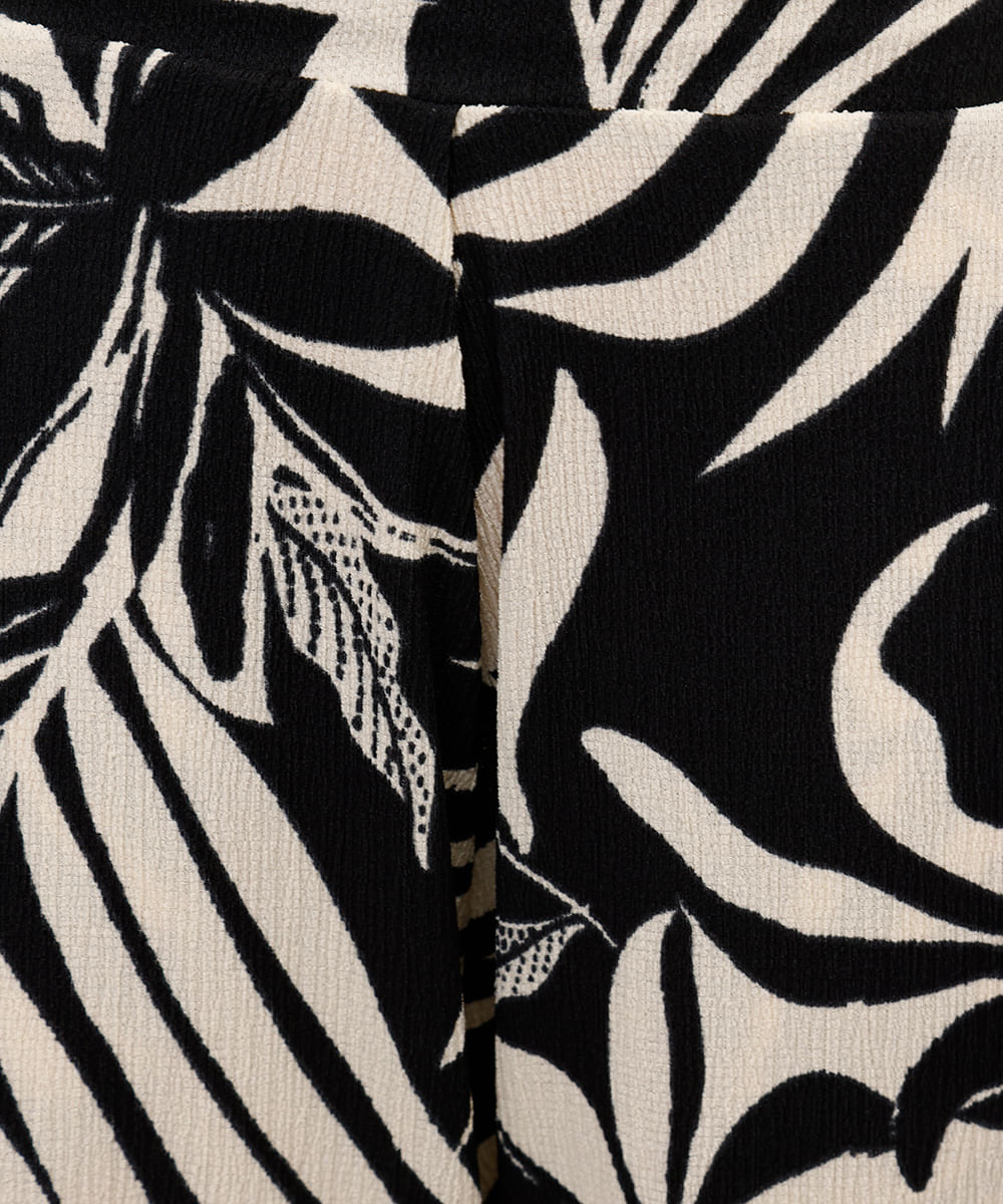 calça wide leg feminina folhagem folhagens bege