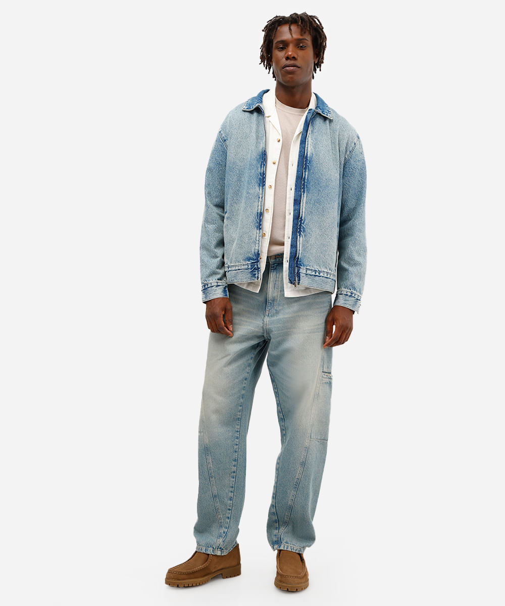 calça skater masculina jeans dirty azul