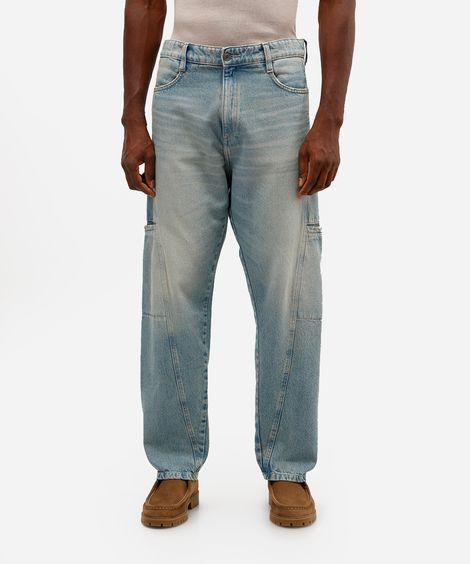 calça skater masculina jeans dirty azul