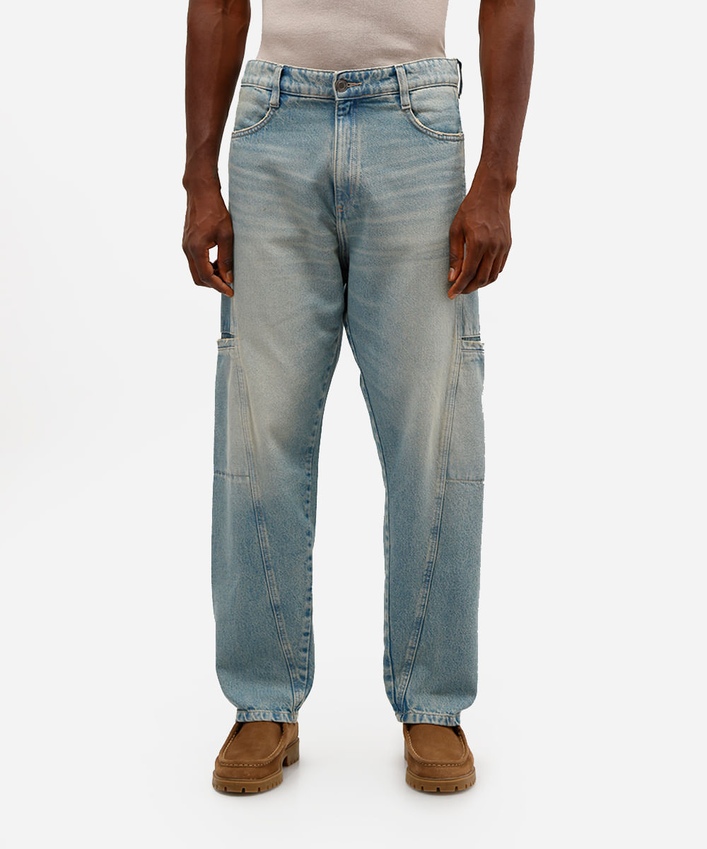 calça skater masculina jeans dirty azul