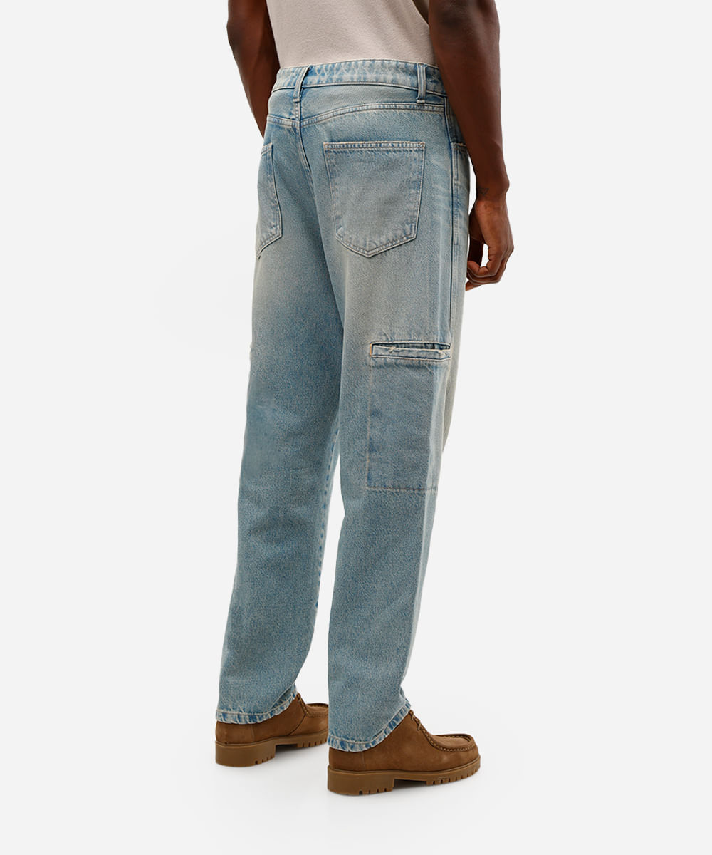 calça skater masculina jeans dirty azul