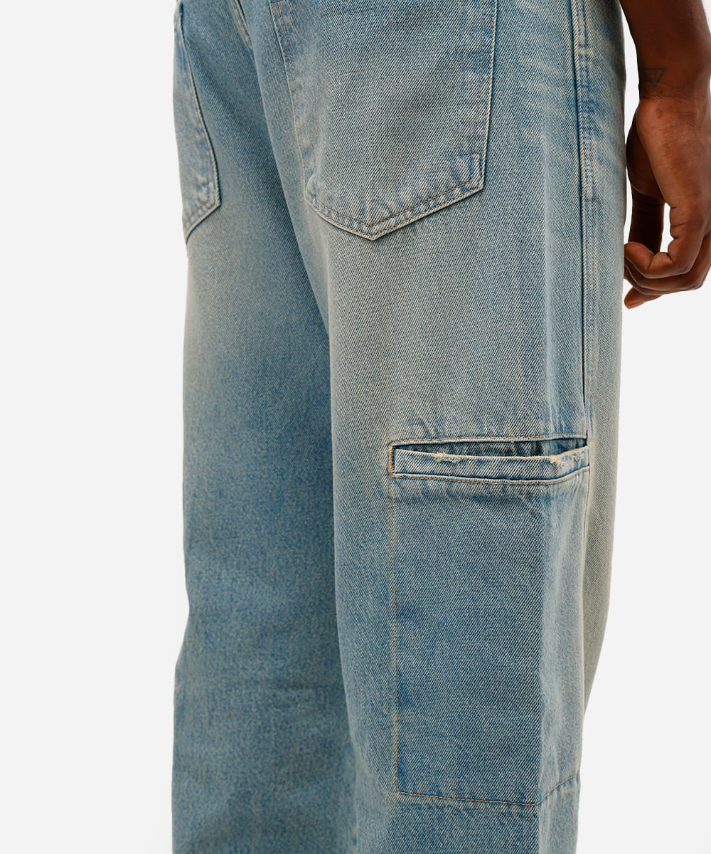 calça skater masculina jeans dirty azul