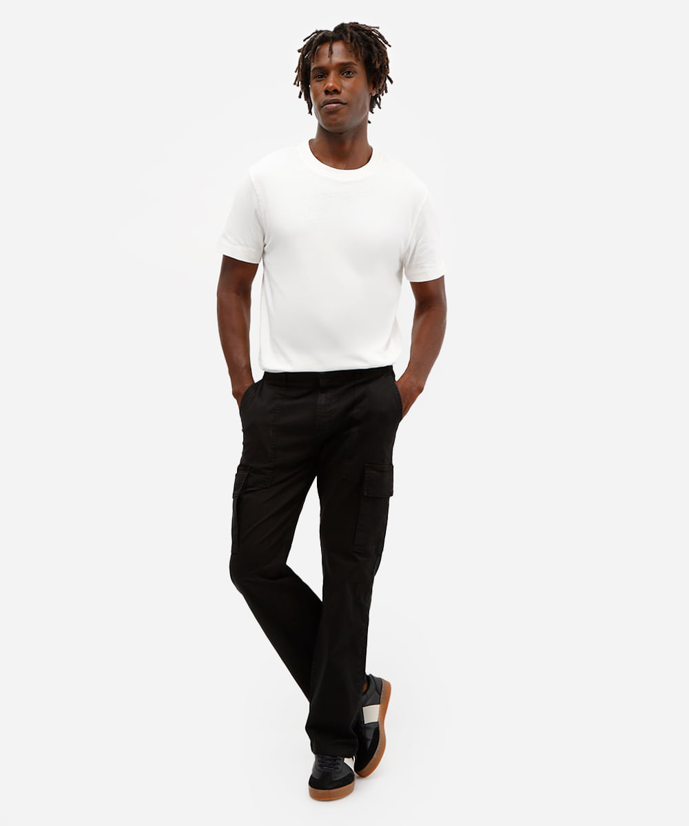 calça cargo masculina de sarja preta