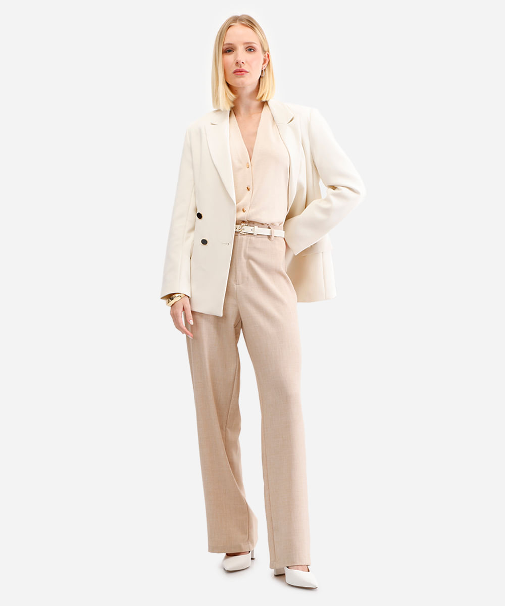 colete feminino de tricot com fendas bege
