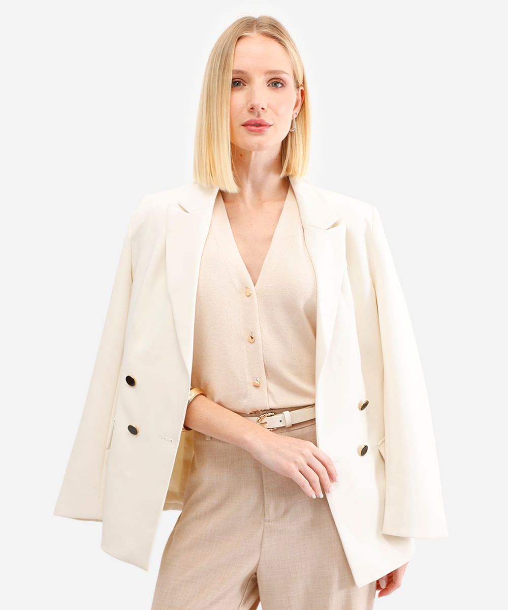colete feminino de tricot com fendas bege