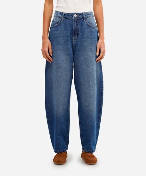 calça balloon feminina jeans cintura alta azul