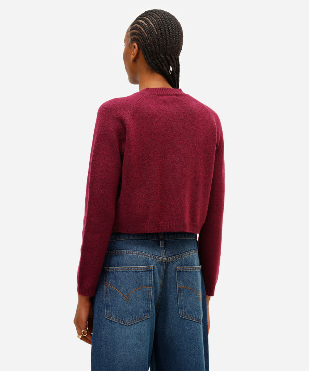 cardigan feminino de tricot com bolsos vinho