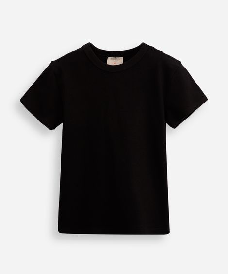 blusa de algodão juvenil canelada preta