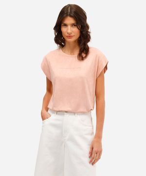 blusa muscle feminina de suede estampada rosa