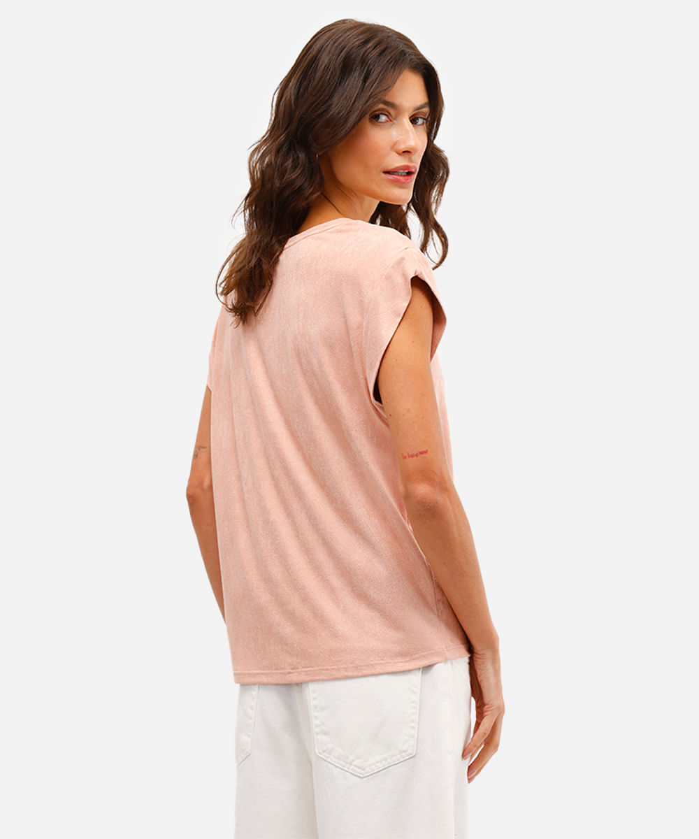 blusa muscle feminina de suede estampada rosa