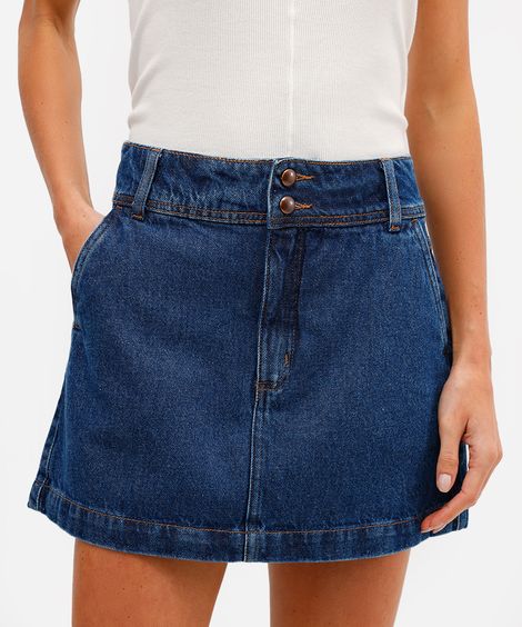saia curta feminina jeans cintura alta azul