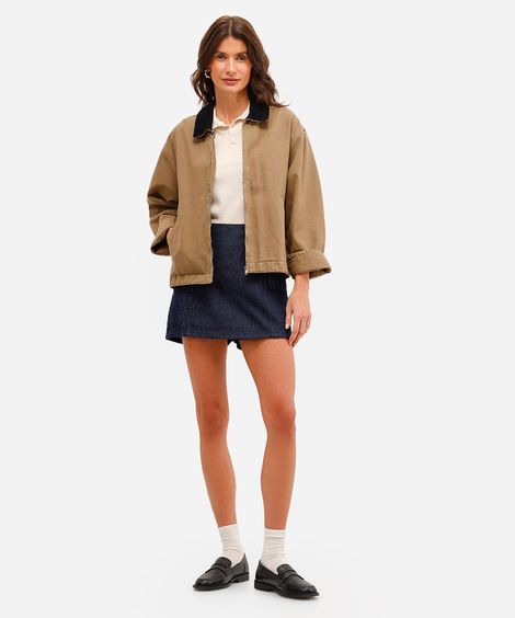 short saia cargo feminino jeans azul