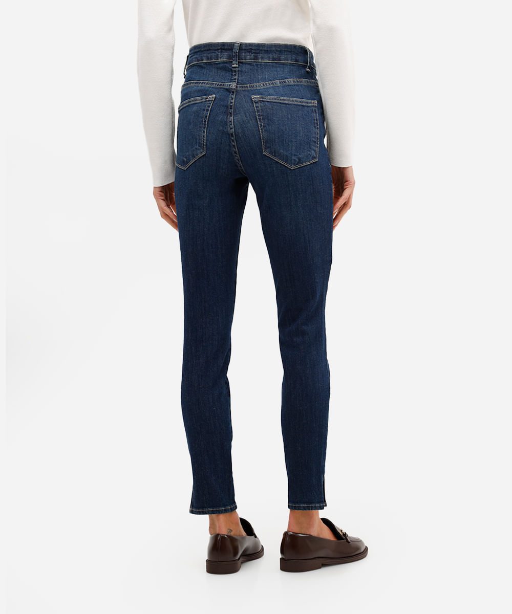 calça skinny feminina jeans com fendas azul