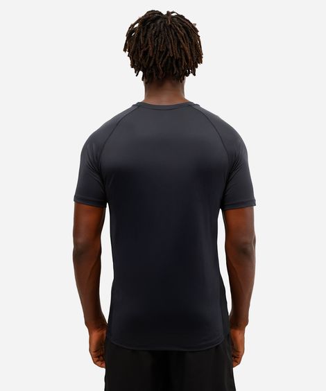 camiseta esportiva masculina com recortes manga curta preta
