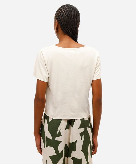 cropped de suede manga curta nude - areia