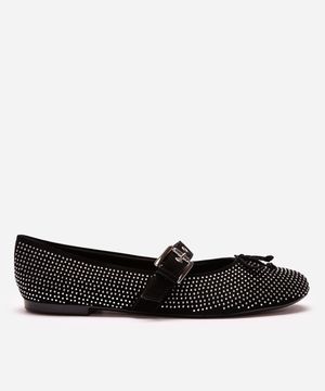 sapatilha boneca com strass e lacinho oneself preta