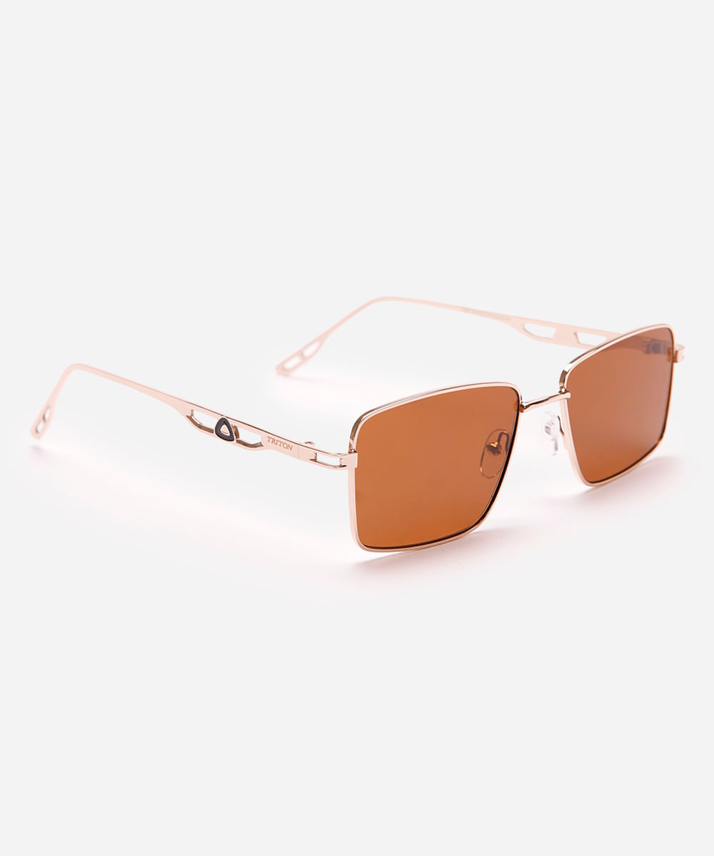 óculos de sol quadrado triton unissex dourado
