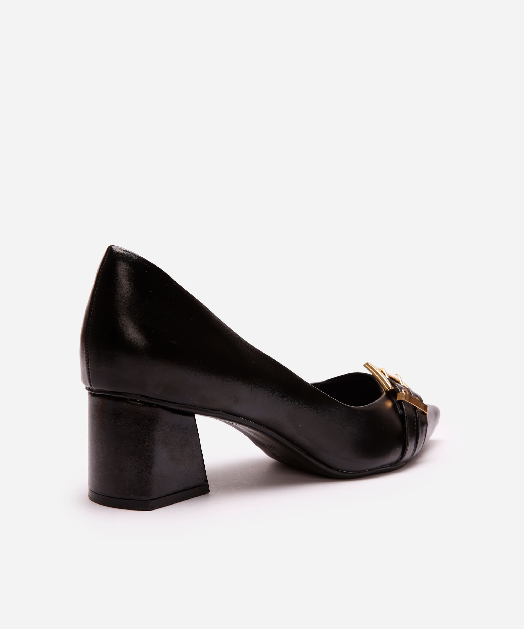 scarpin feminino bico fino com fivela oneself preto