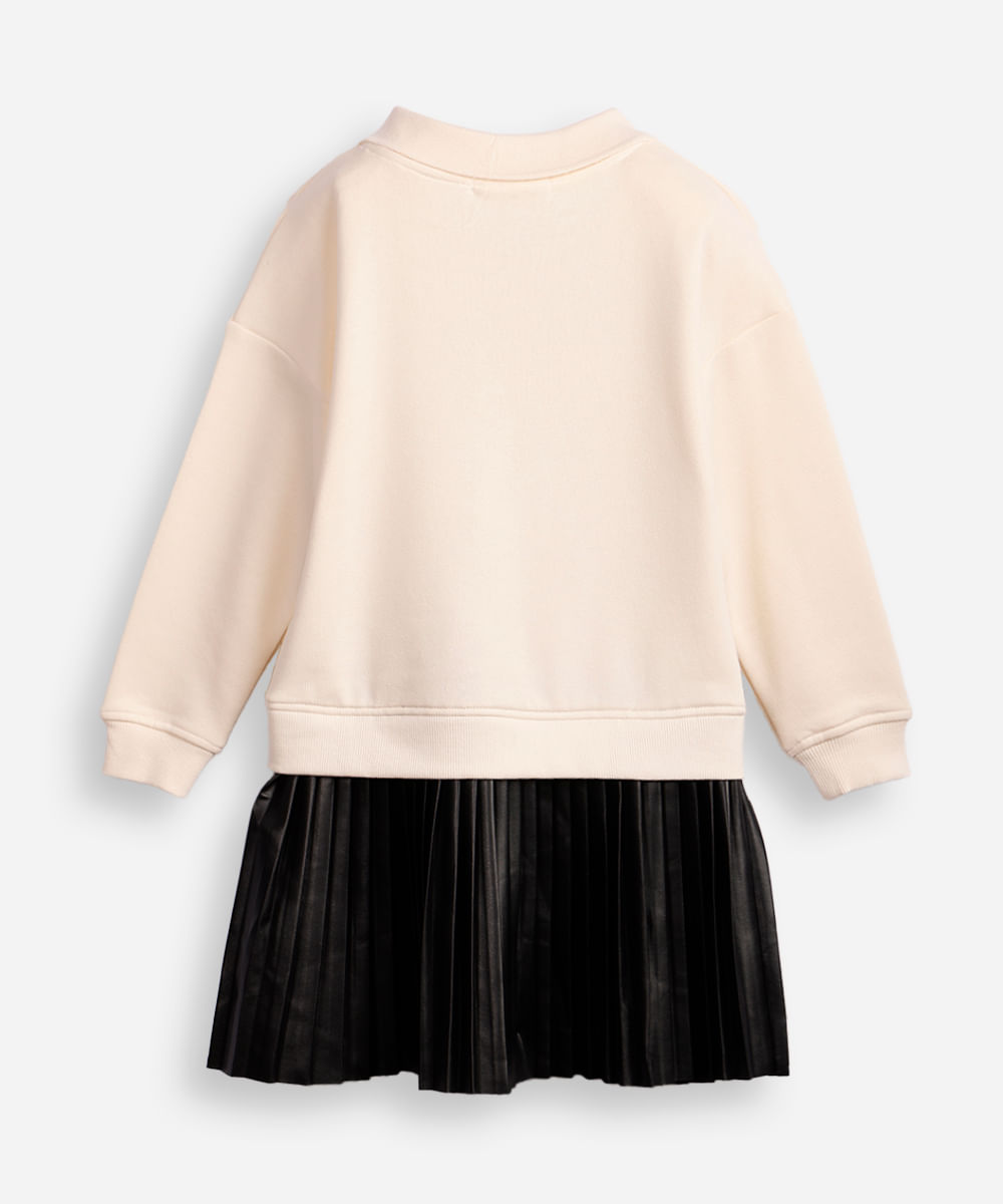 vestido de moletom infantil saia plissada off white