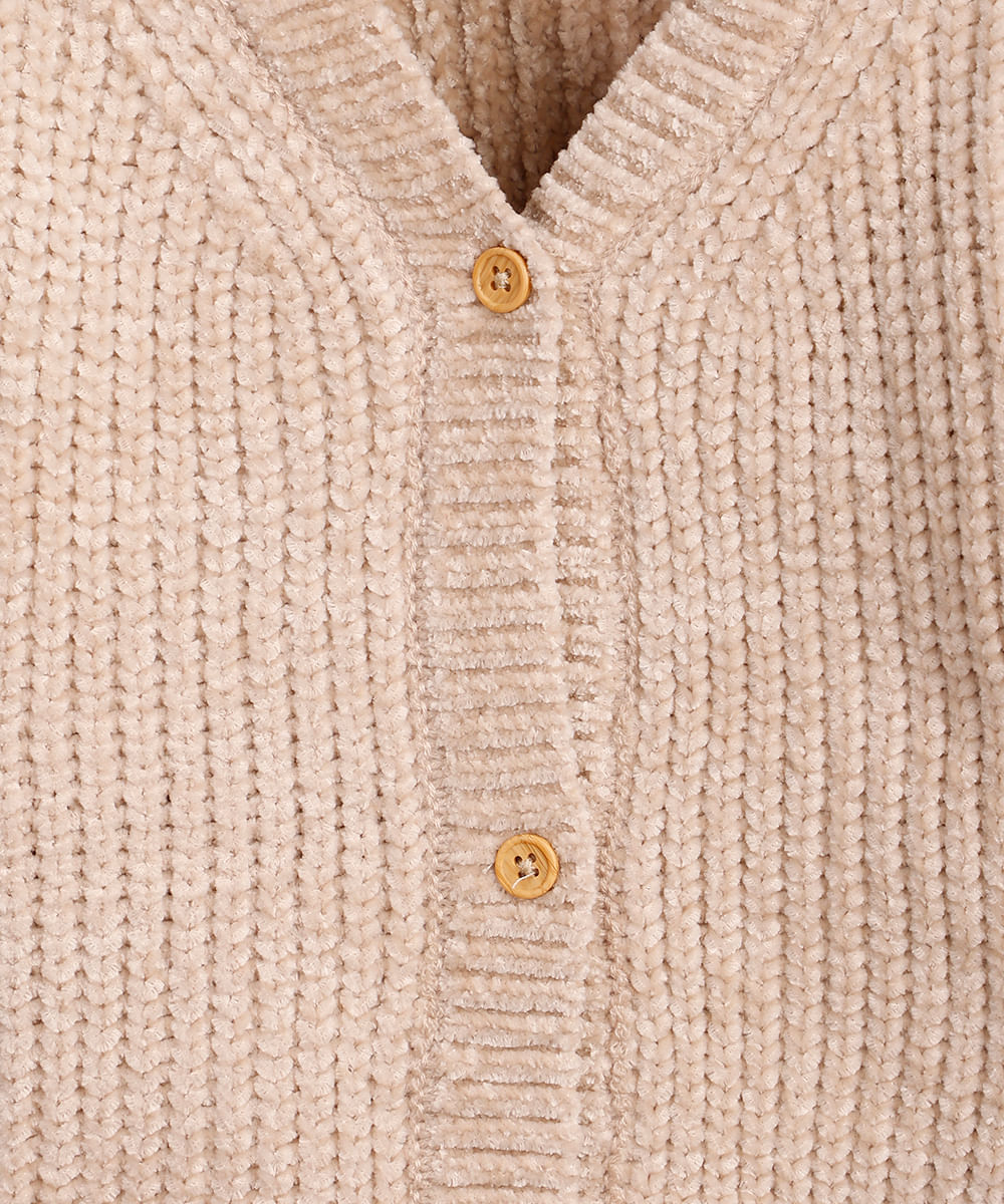cardigan infantil de tricot gola v bege