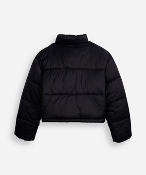 jaqueta puffer juvenil gola alta preta