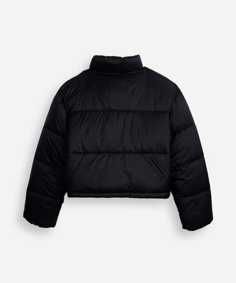 jaqueta puffer juvenil gola alta preta