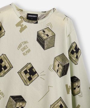 pijama longo infantil  minecraft verde