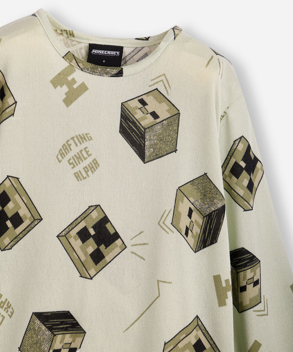 pijama longo infantil  minecraft verde