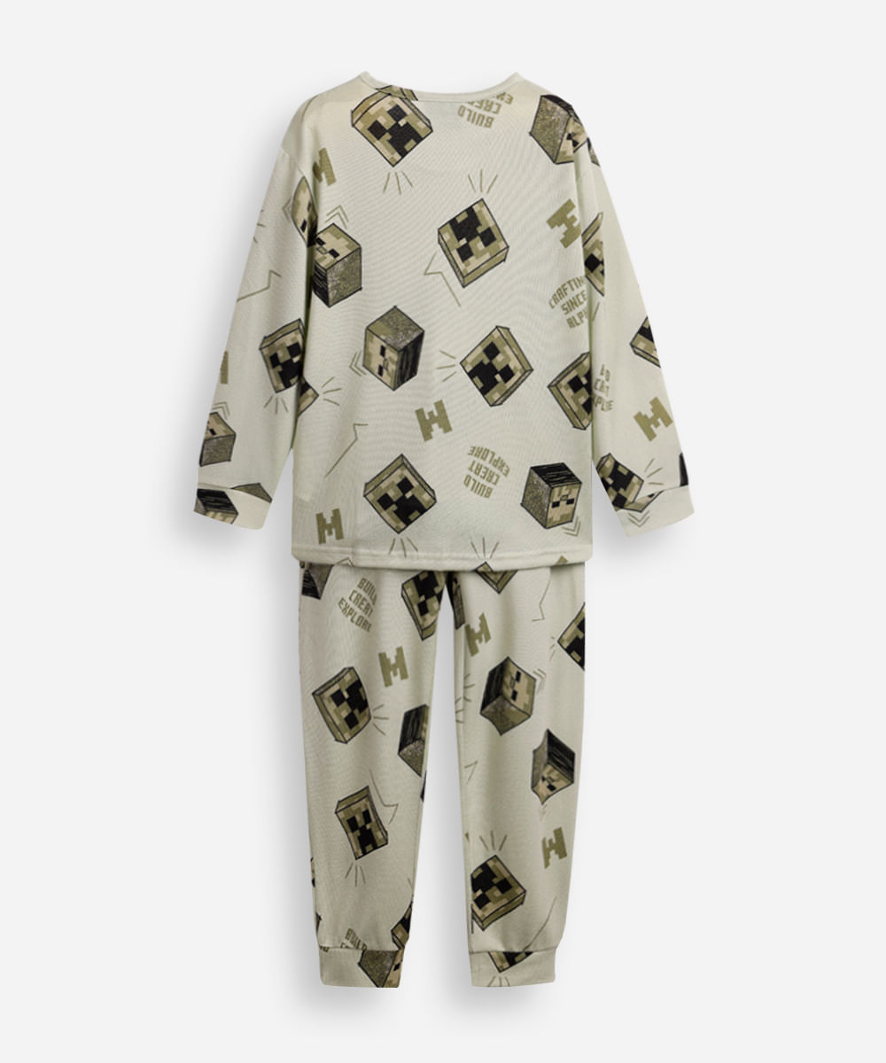 pijama longo infantil  minecraft verde