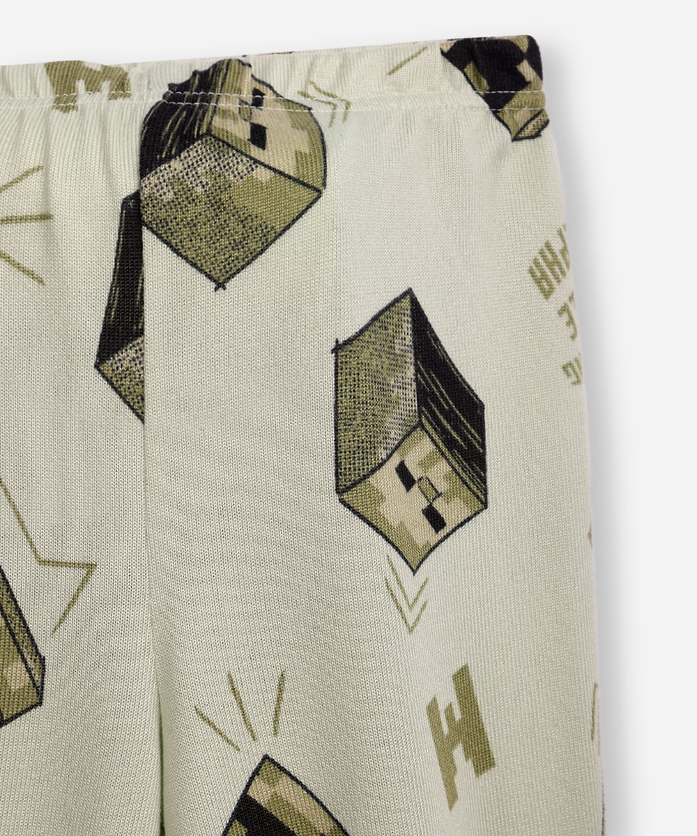 pijama longo infantil  minecraft verde