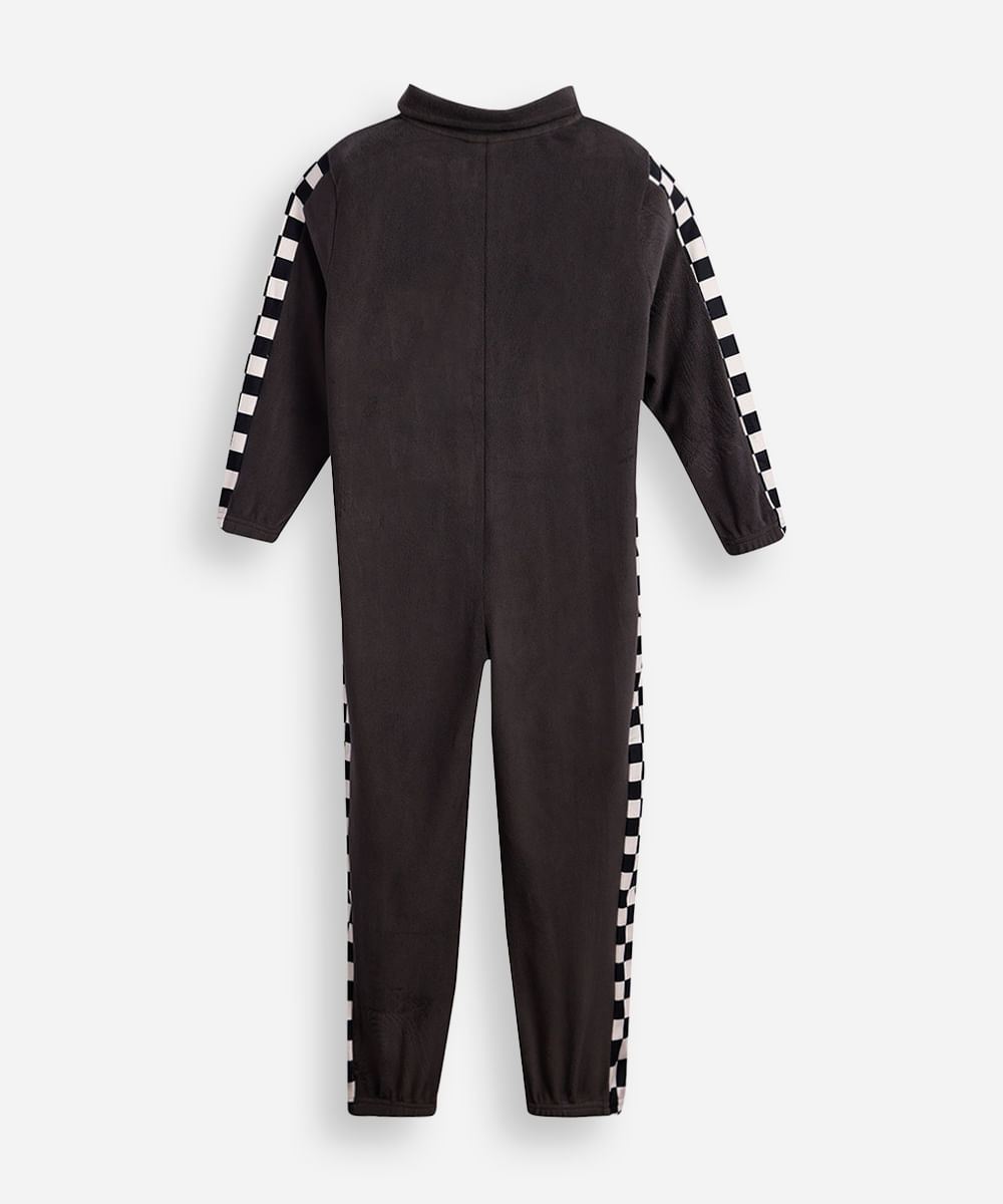 pijama macacão longo infantil piloto hot wheels cinza