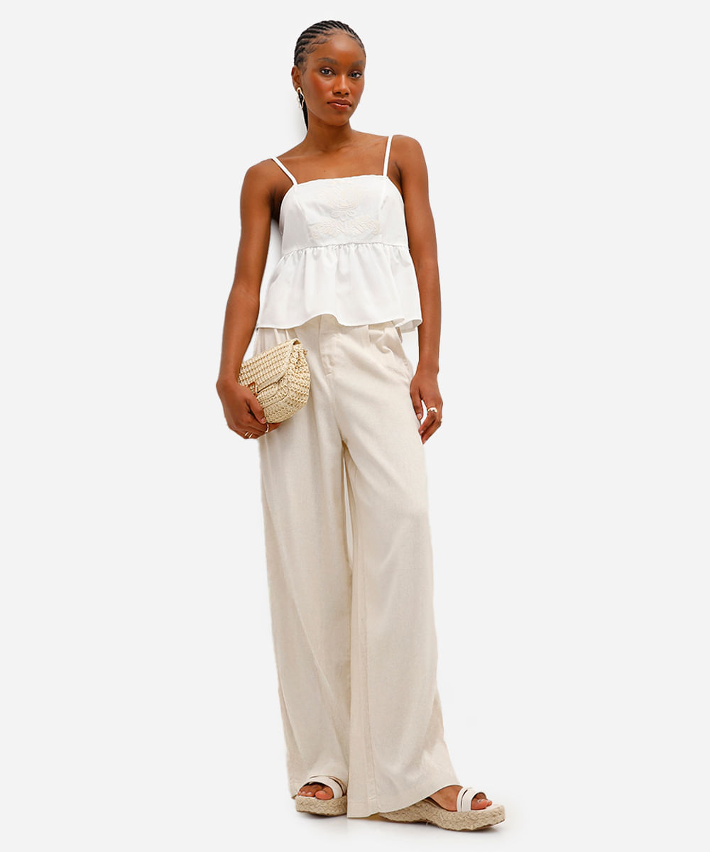 bata feminina de algodão com bordado off white