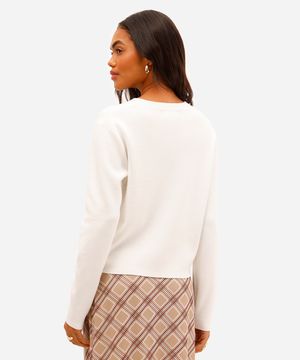 cardigan feminino de tricot com bolsos off white