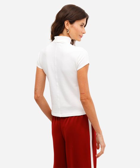 blusa feminina de algodão gola alta off white
