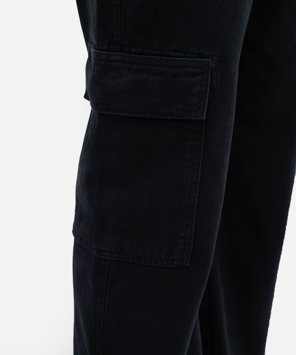 calça cargo feminina de sarja cintura média preta