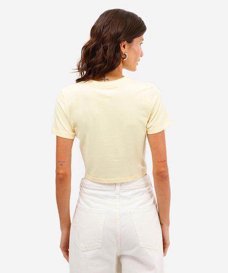 blusa básica feminina baby look amarela