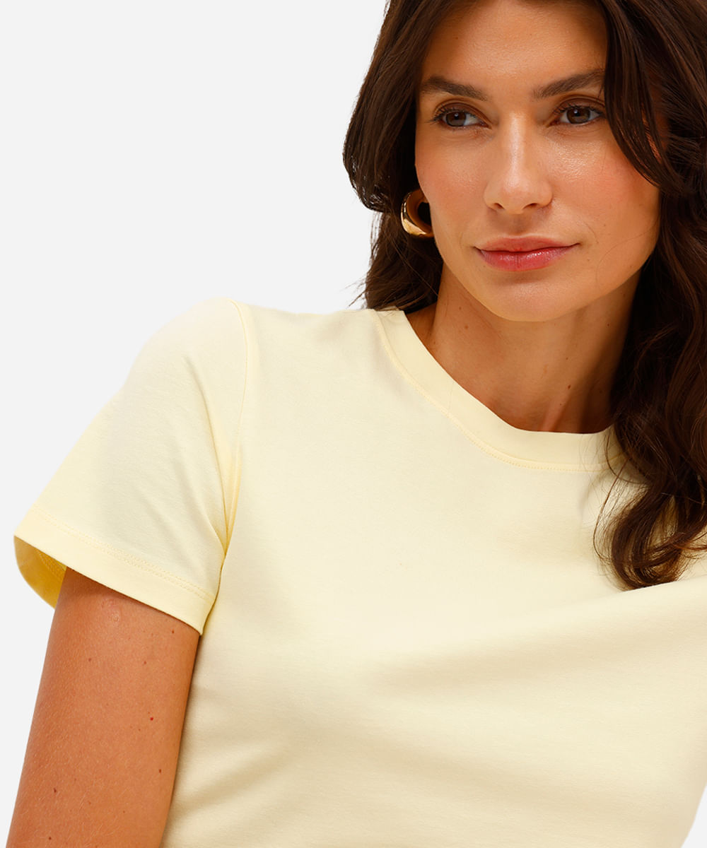 blusa básica feminina baby look amarela