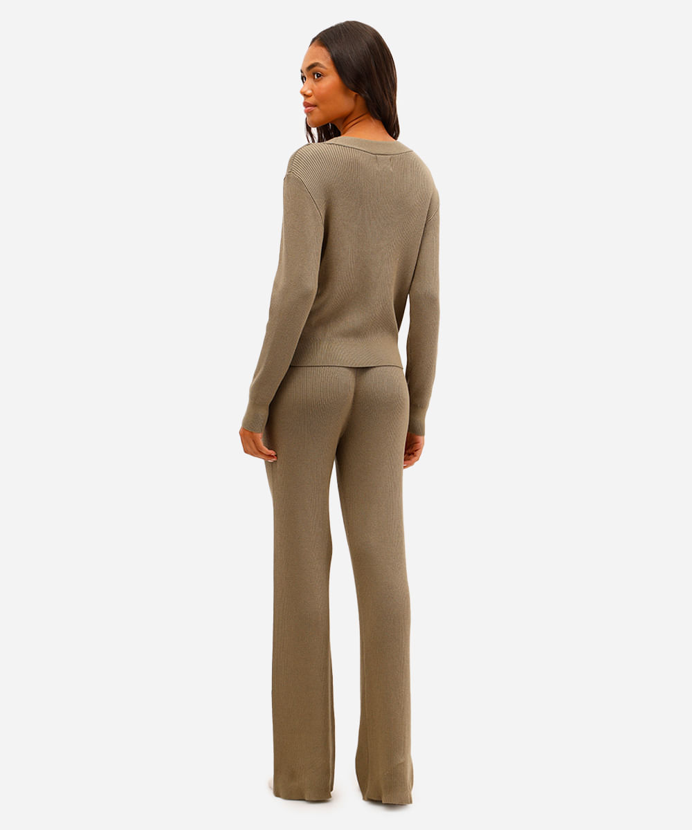 pijama americano feminino de tricot verde