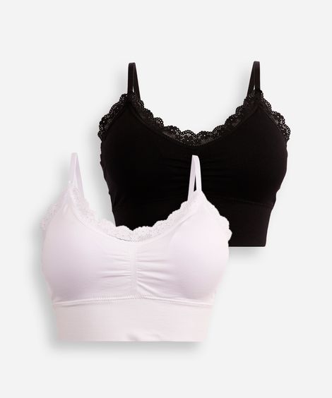 kit de 2 sutiãs triângulo com bojo removível colorido