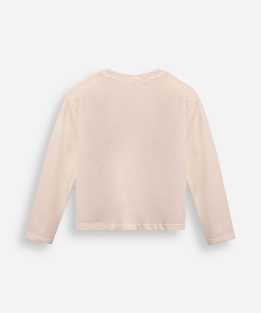 blusa de algodão infantil manga longa hello kitty off white