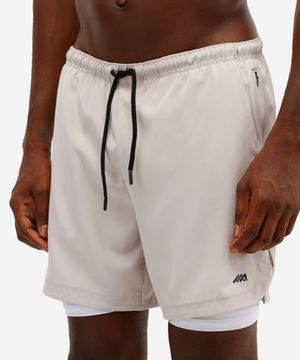 short masculino com bermuda interna esportivo ace bege