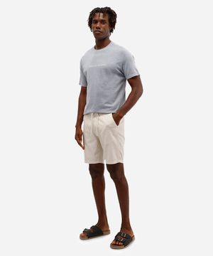 bermuda masculina de sarja cós elástico com bolso bege
