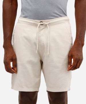 bermuda masculina de sarja cós elástico com bolso bege