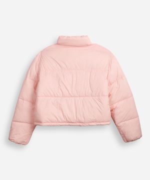 jaqueta puffer juvenil gola alta rosa