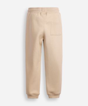 calça jogger infantil de moletom com nervura bege